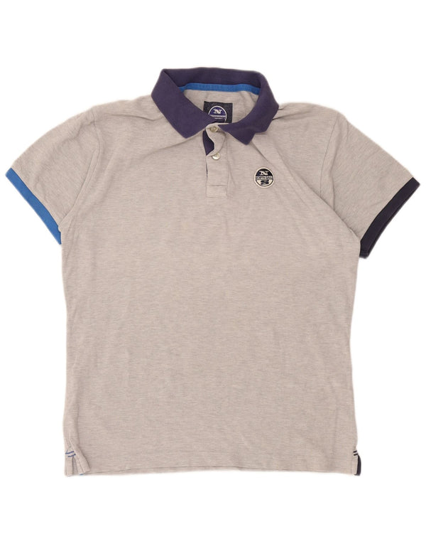 Polo da uomo North Sails Large in cotone color block grigio