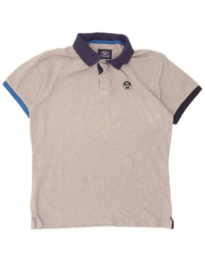 Polo da uomo North Sails Large in cotone color block grigio