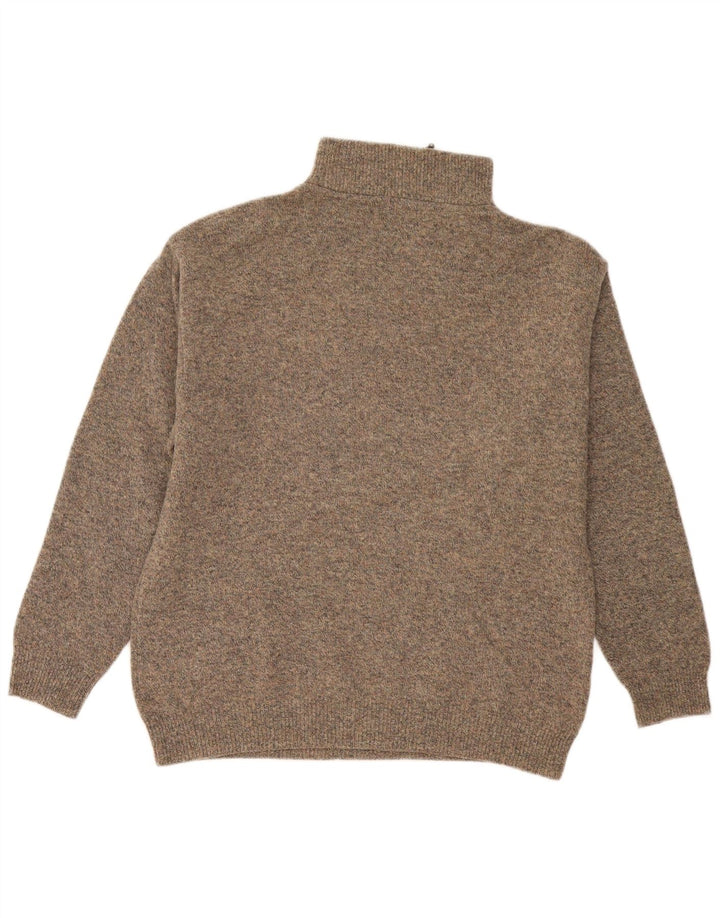 Maglione da uomo con zip e collo Invicta, grande, in lana screziata grigia
