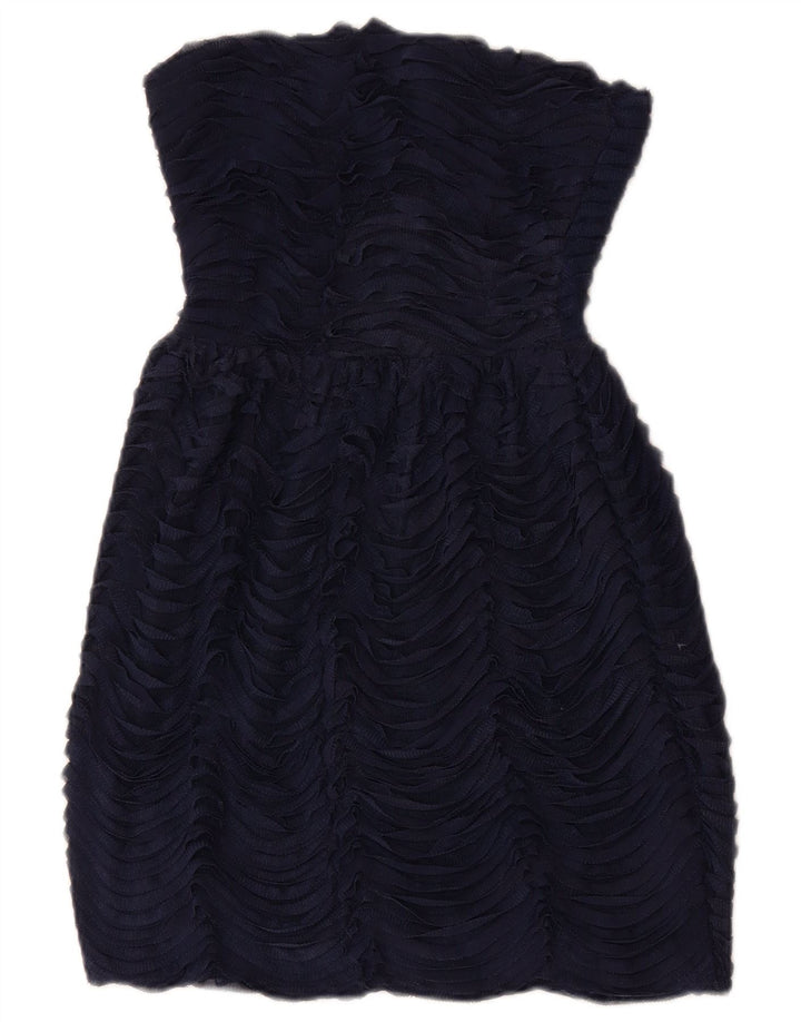 ZARA Womens Strapless Dress UK 12 Medium Navy Blue Polyamide