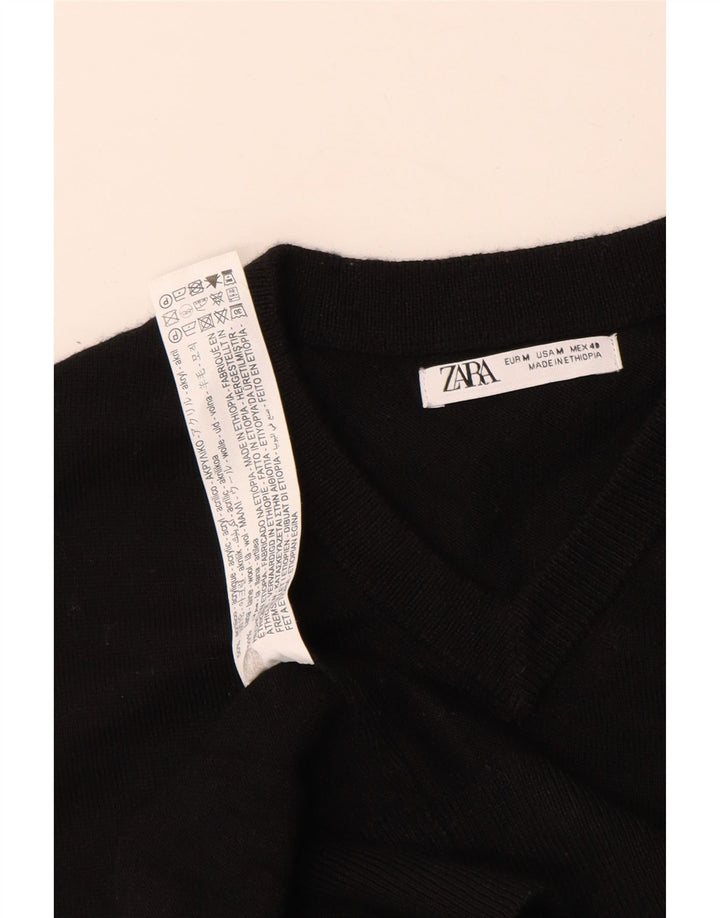 Maglione ZARA da uomo con scollo a V, acrilico nero medio