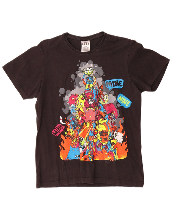 T-shirt grafica da uomo Adidas Top in cotone nero medio