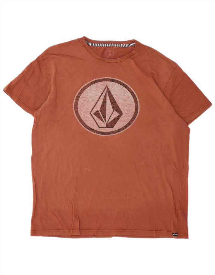 T-shirt grafica da uomo Volcom Top grande in cotone marrone