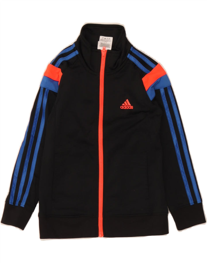 ADIDAS Boys Tracksuit Top Jacket 4-5 Years Black Colourblock Polyester Vintage Adidas and Second-Hand Adidas from Messina Hembry 