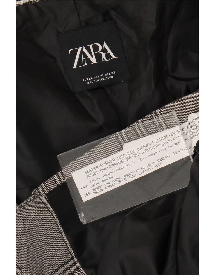 Giacca blazer oversize a 2 bottoni ZARA da donna UK 18 XL in viscosa a quadri grigia