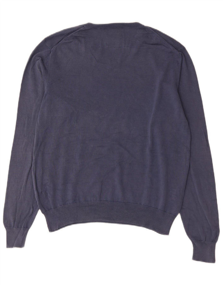 Maglione maglione con scollo a V da uomo Sun68 grande cotone blu