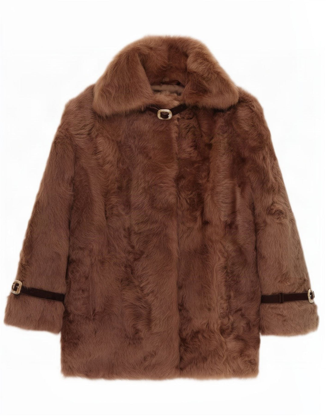 Cappotto vintage da donna in pelliccia sintetica UK 14 marrone medio