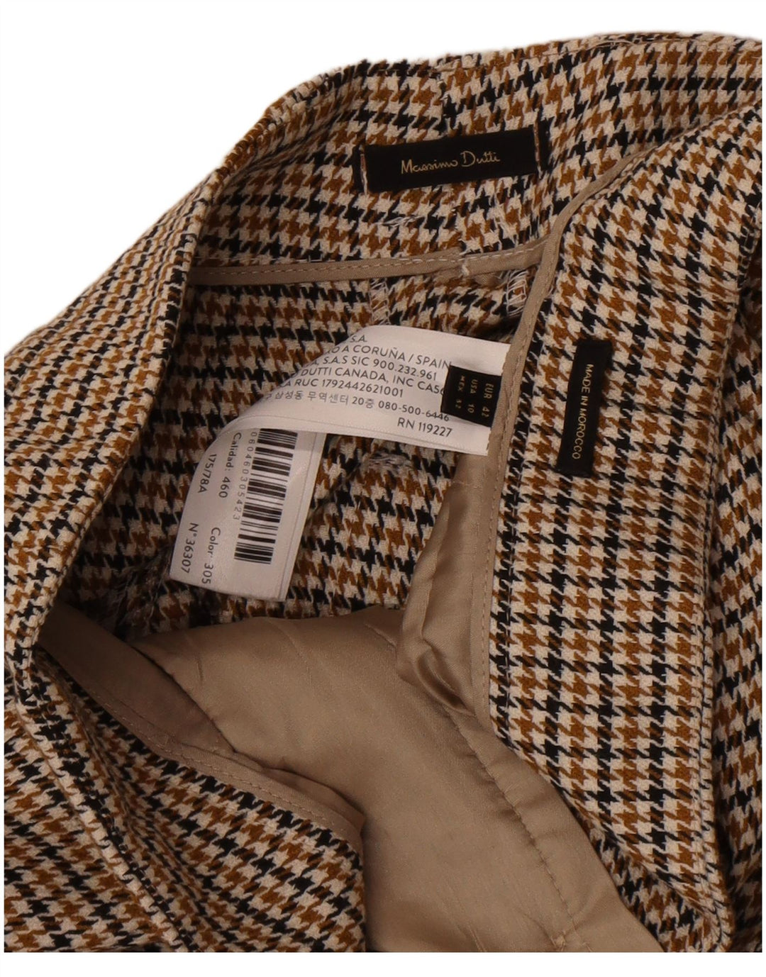 Pantaloni chino da donna Massimo Dutti EU 42 Large W32 L32 pied de poule marrone