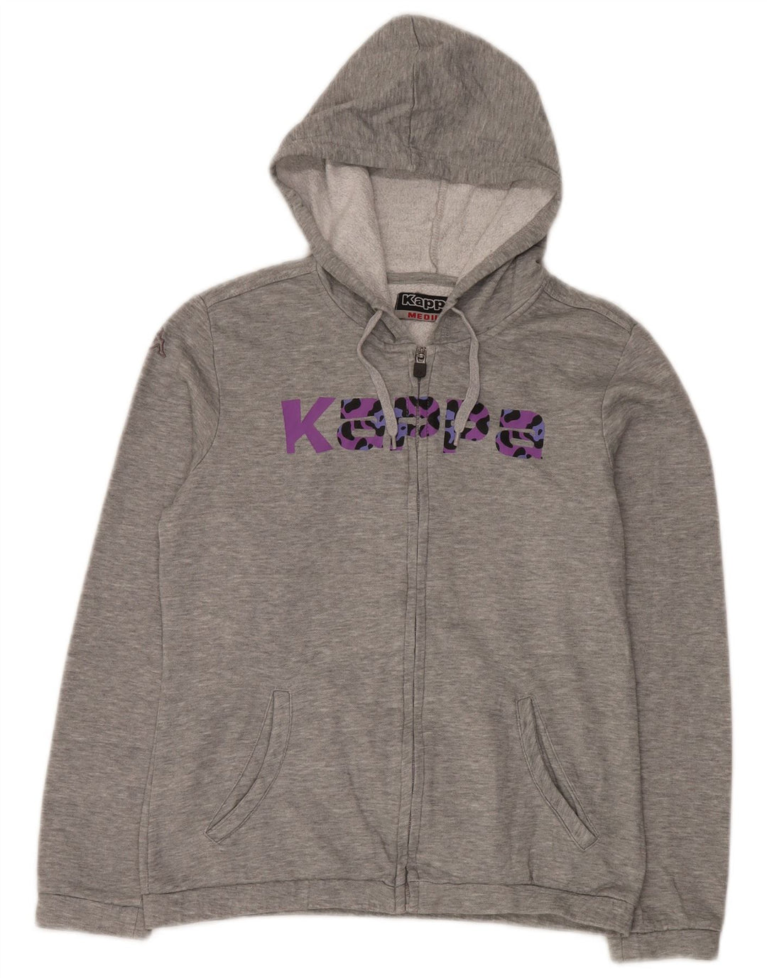 Maglione con cappuccio e zip grafica da donna Kappa UK 14 Grigio medio chiazzato