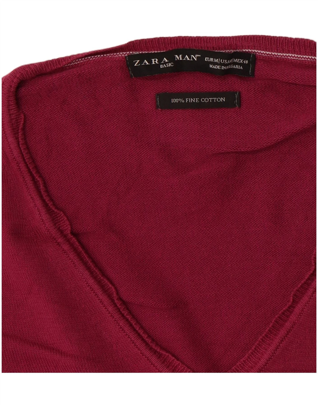 Maglione Zara da uomo con scollo a V in cotone rosa medio