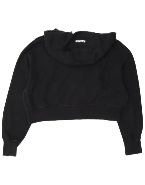 Felpa con cappuccio e zip oversize corta da donna Nike UK 10 Small in cotone blu navy
