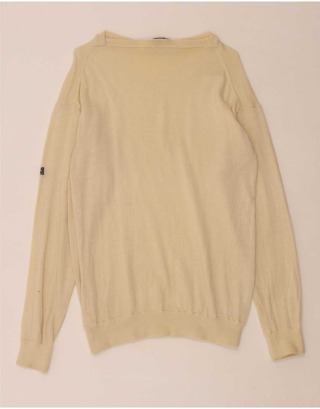 VINTAGE Mens Boat Neck Jumper Sweater XS Beige