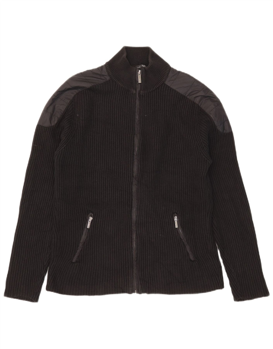 Maglione cardigan da uomo Zara in cotone color block medio nero