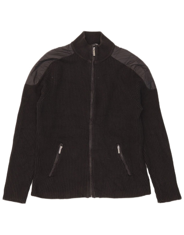 Maglione cardigan da uomo Zara in cotone color block medio nero