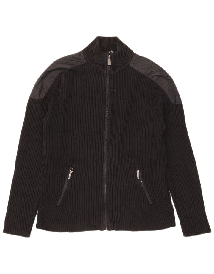 Maglione cardigan da uomo Zara in cotone color block medio nero