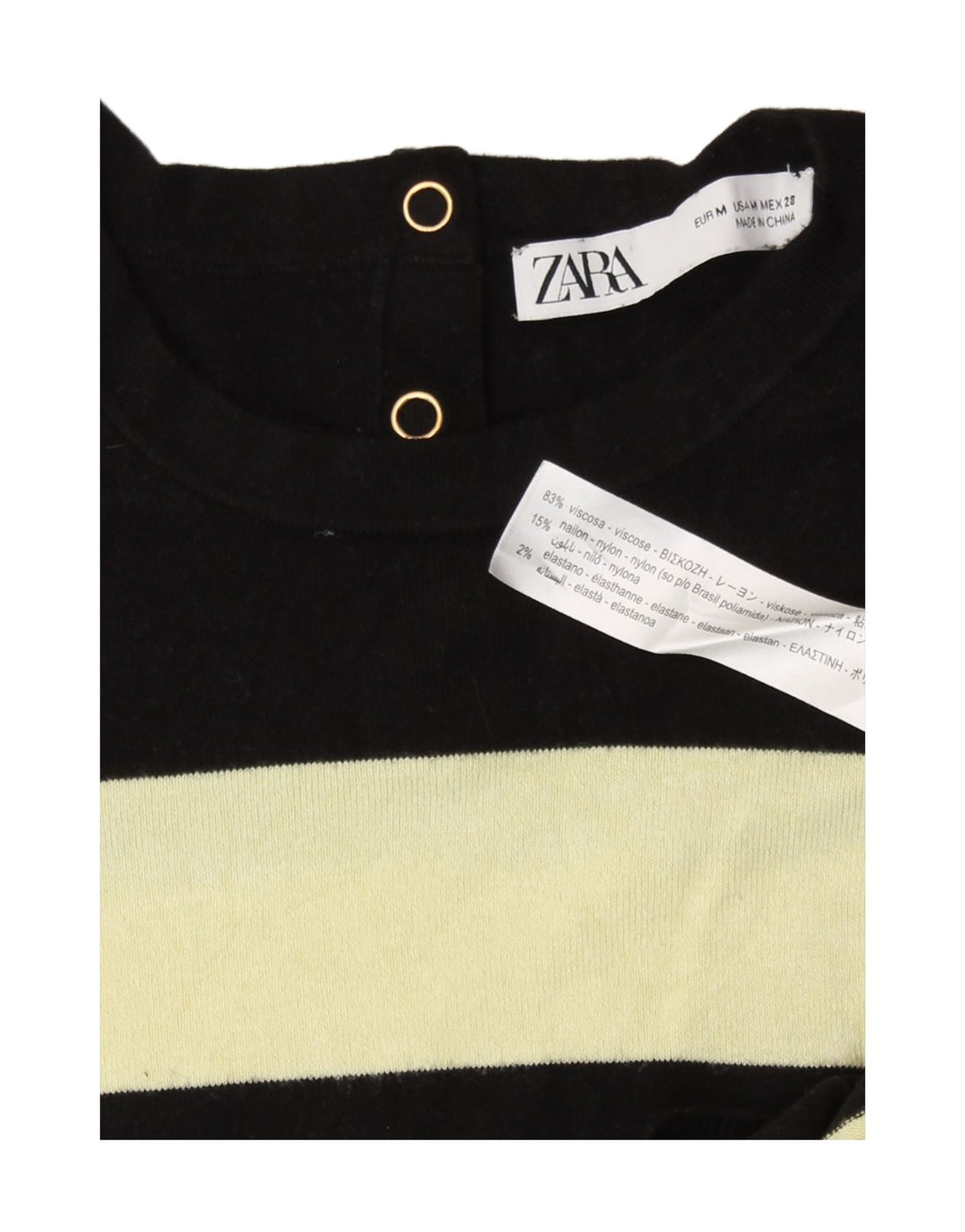 Maglione maglione girocollo da donna Zara UK 12 blocco colore nero medio