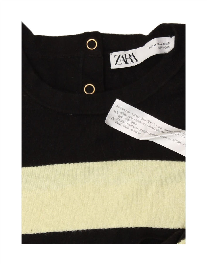 Maglione maglione girocollo da donna Zara UK 12 blocco colore nero medio