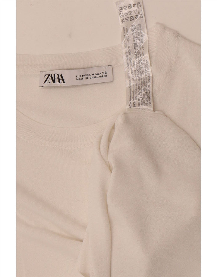 Top trasparente da donna Zara a maniche lunghe UK 12 Viscosa bianca media