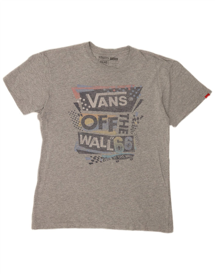 T-shirt grafica da uomo Vans Top in cotone chiazzato grigio medio
