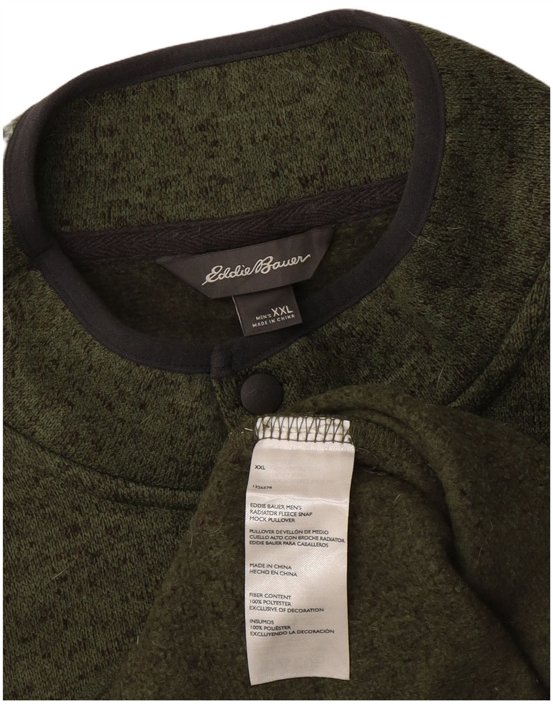 Eddie Bauer Felpa da uomo con collo abbottonato Maglione 2XL Poliestere chiazzato verde