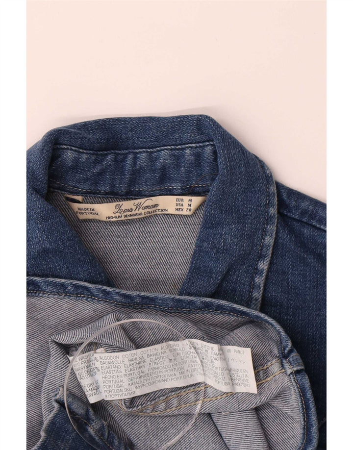 Camicia in denim da donna Zara UK 12 cotone blu medio