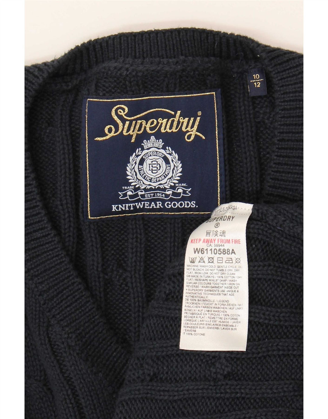 Maglione oversize da donna con scollo a V Superdry UK 10 Small Blu navy