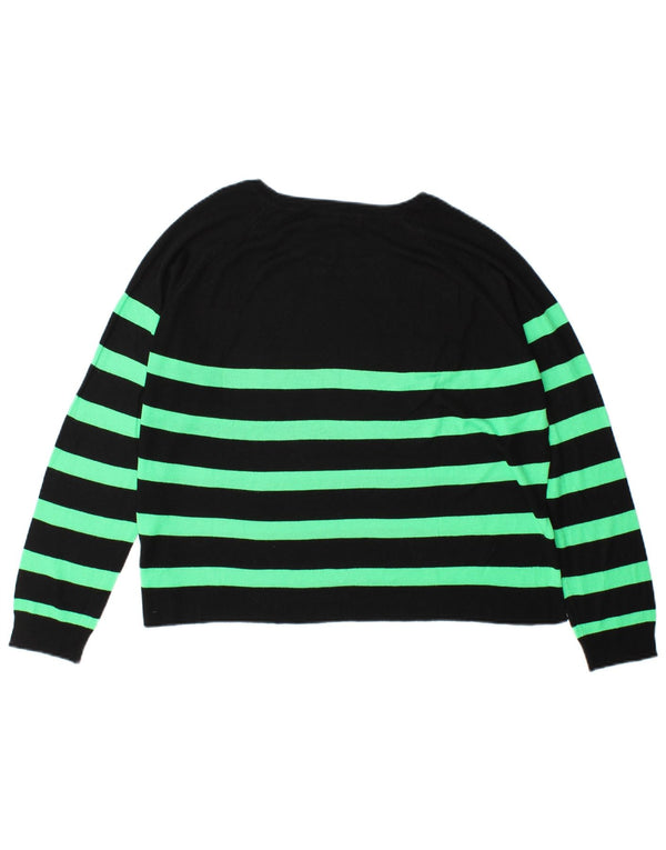 Maglione Zara da donna con scollo a barca UK 14 Viscosa a righe nere medie