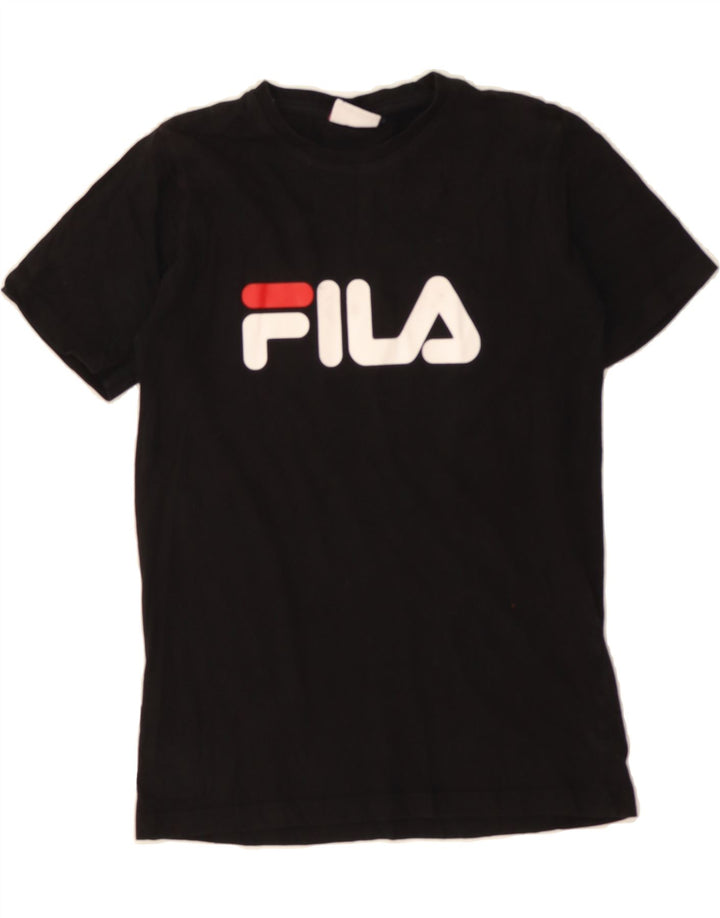 FILA Boys Graphic T-Shirt Top 11-12 Years Black Vintage Fila and Second-Hand Fila from Messina Hembry 