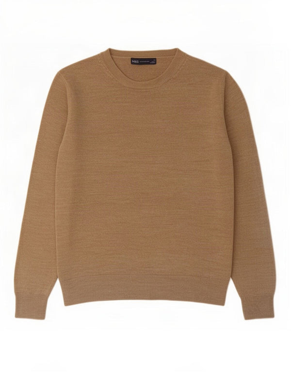 Maglione maglione girocollo da donna Marks & Spencer UK 14 grande acrilico beige