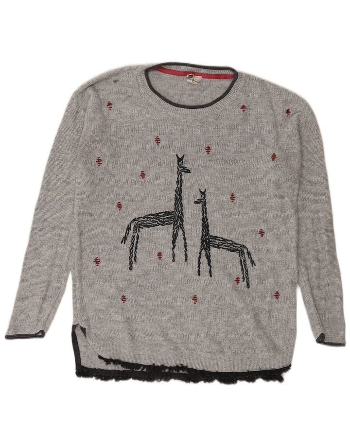 Maglione maglione con scollo a barca lungo da donna di White Stuff UK 10 piccolo grigio