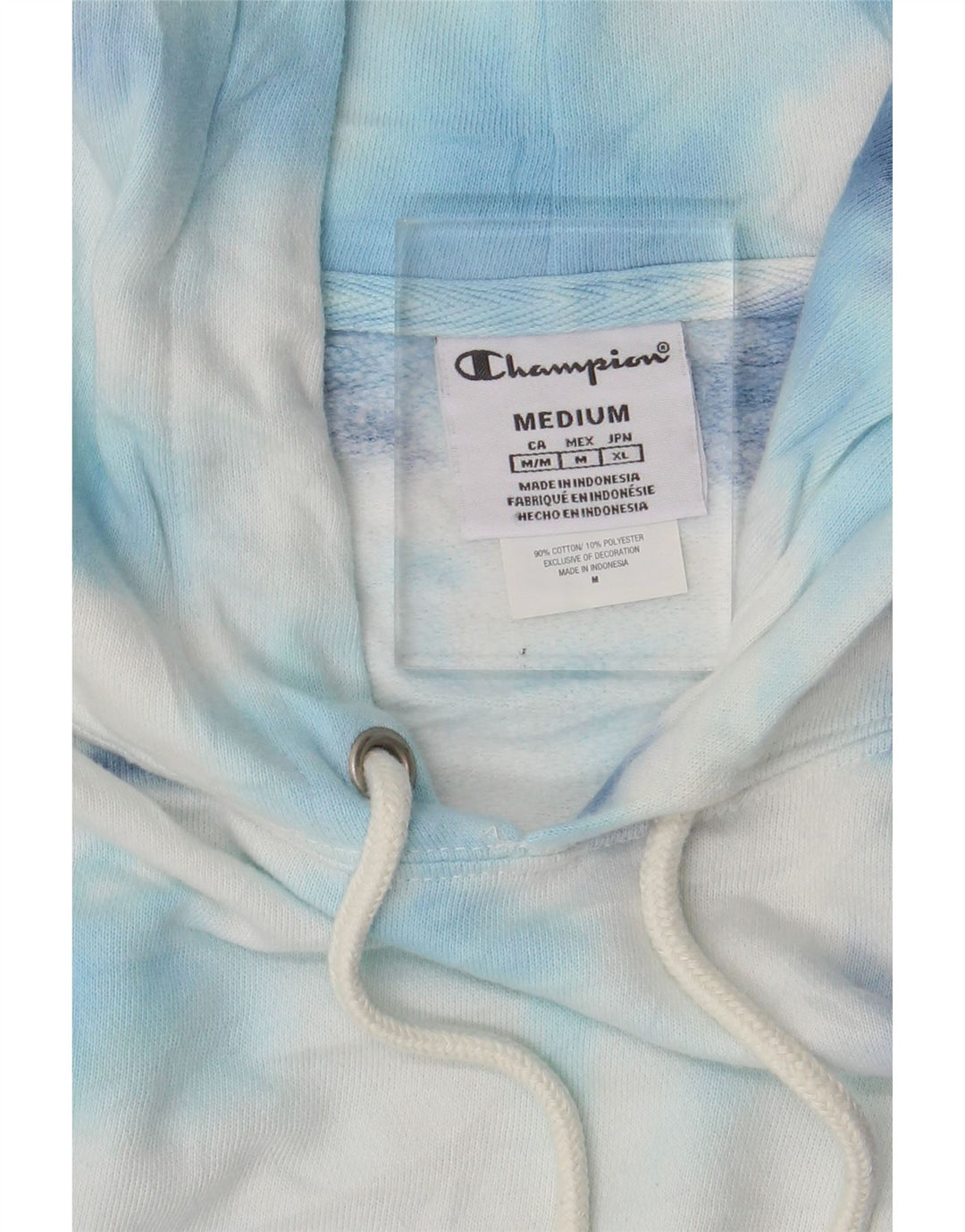 Felpa con cappuccio da uomo Champion in cotone tie dye blu medio
