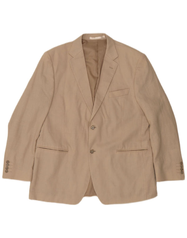 Giacca blazer a 2 bottoni da uomo Marks & Spencer UK 44 XL Lino beige