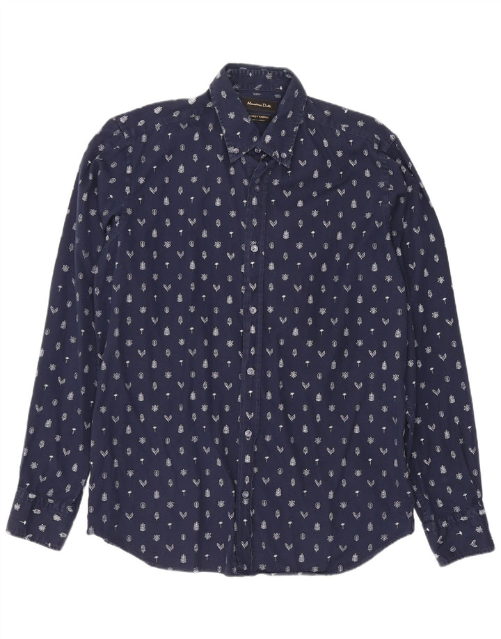 Camicia da uomo Massimo Dutti Blu navy medio floreale