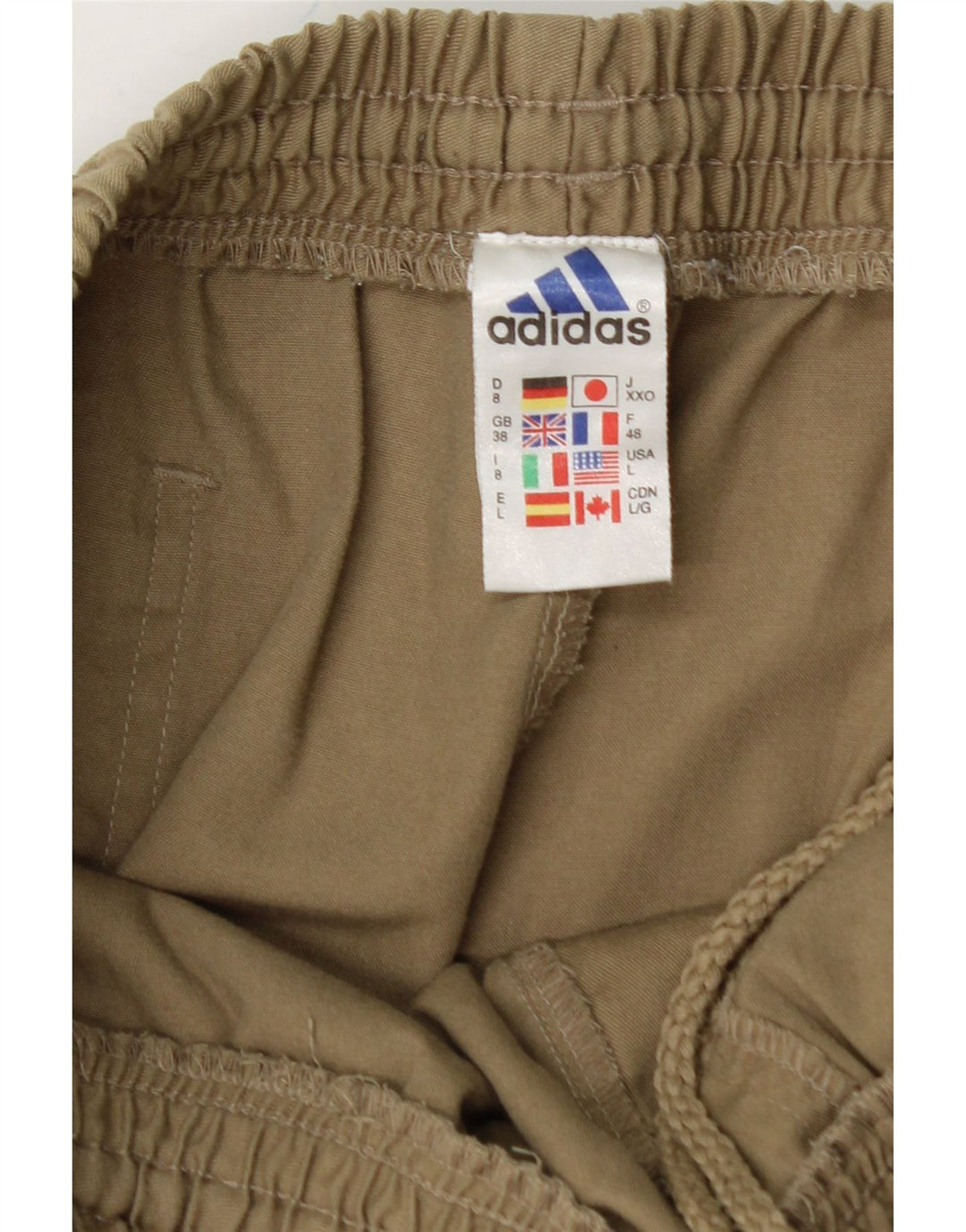 ADIDAS Mens Sport Shorts Medium Khaki Polyester Vintage Adidas and Second-Hand Adidas from Messina Hembry 