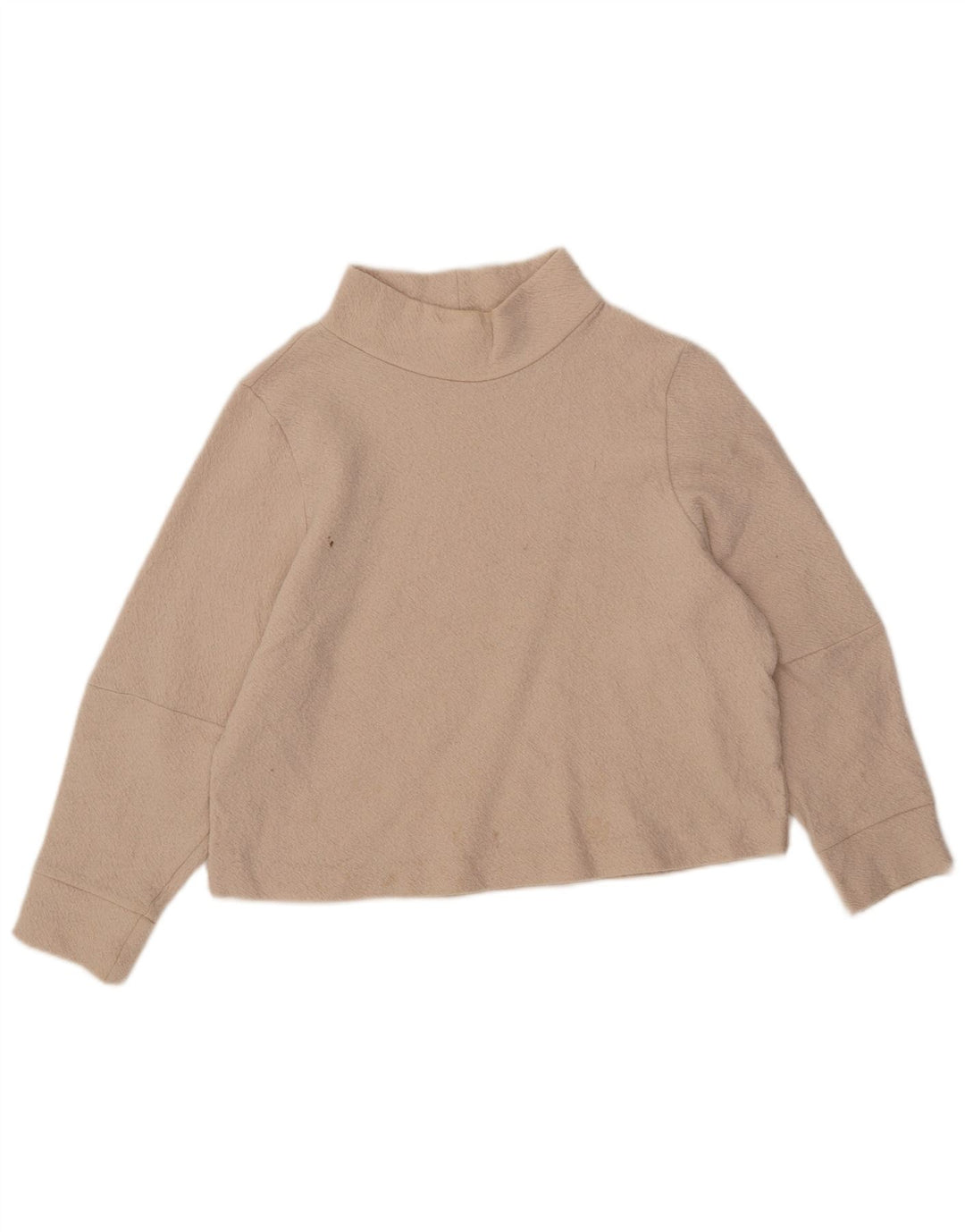 Maglione da donna con collo alto e maniche a 3/4 Cos UK 14 Lana beige medio