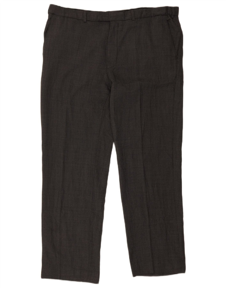 Pantaloni da abito dritti da uomo Marks & Spencer W38 L30 lana grigia