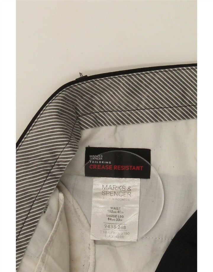 Pantaloni da abito dritti da uomo Marks & Spencer W40 L33 poliestere nero