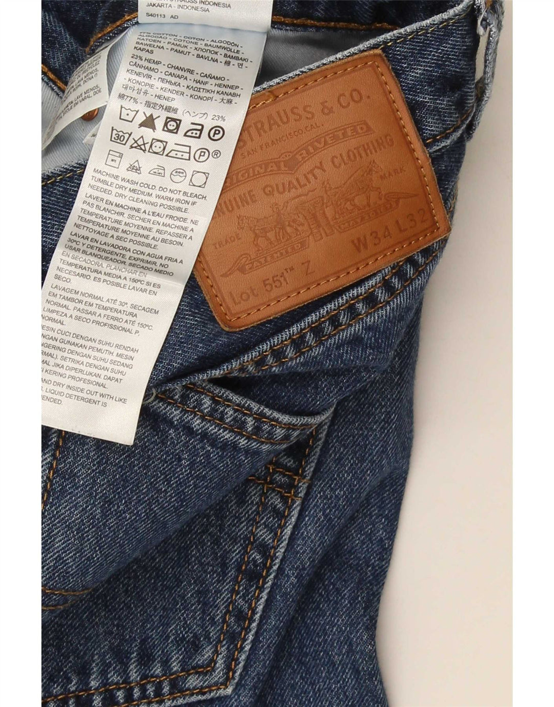 Levi's Uomo 551 Jeans dritti W34 L29 Cotone blu
