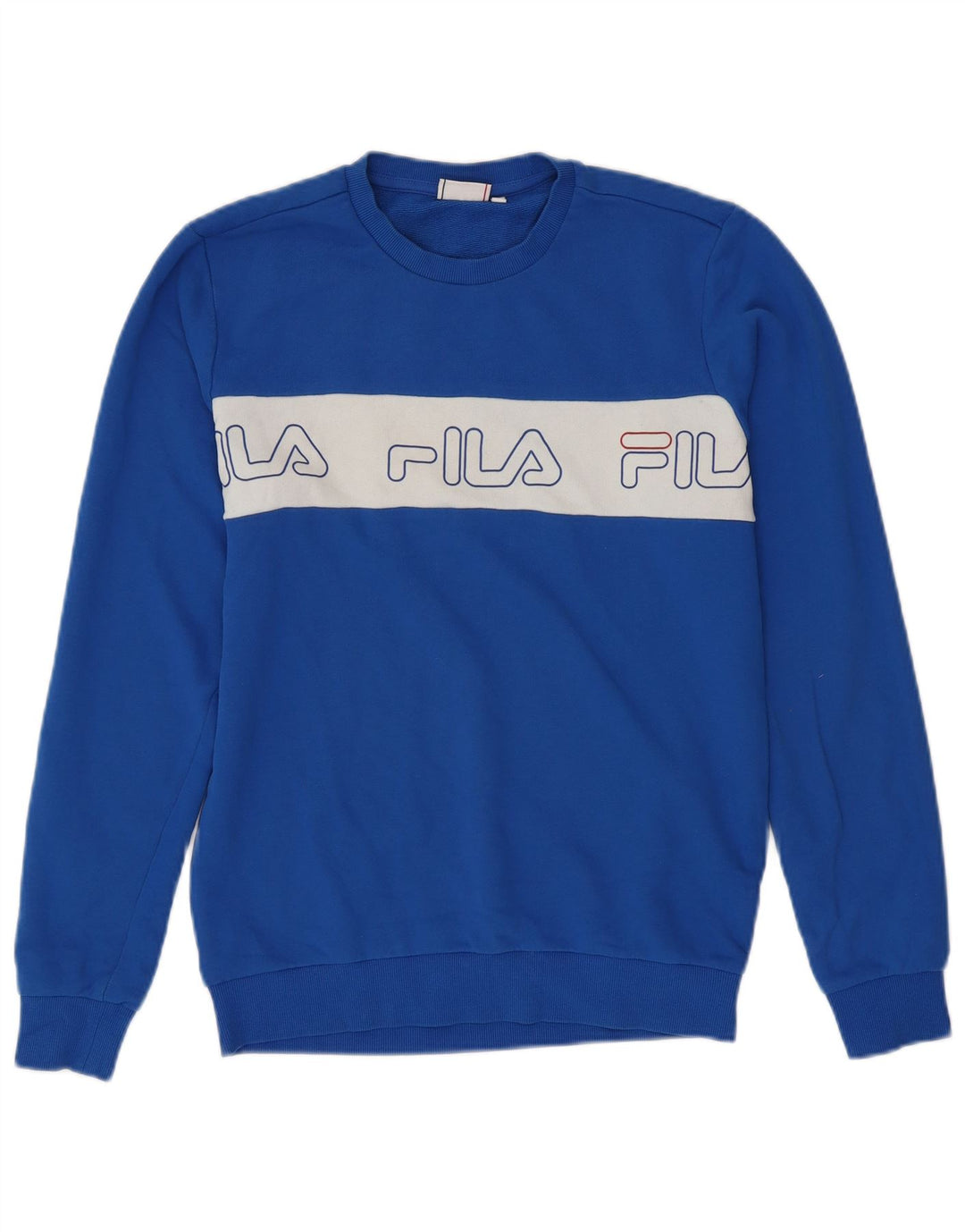 FILA Felpa grafica da uomo in cotone color block blu medio