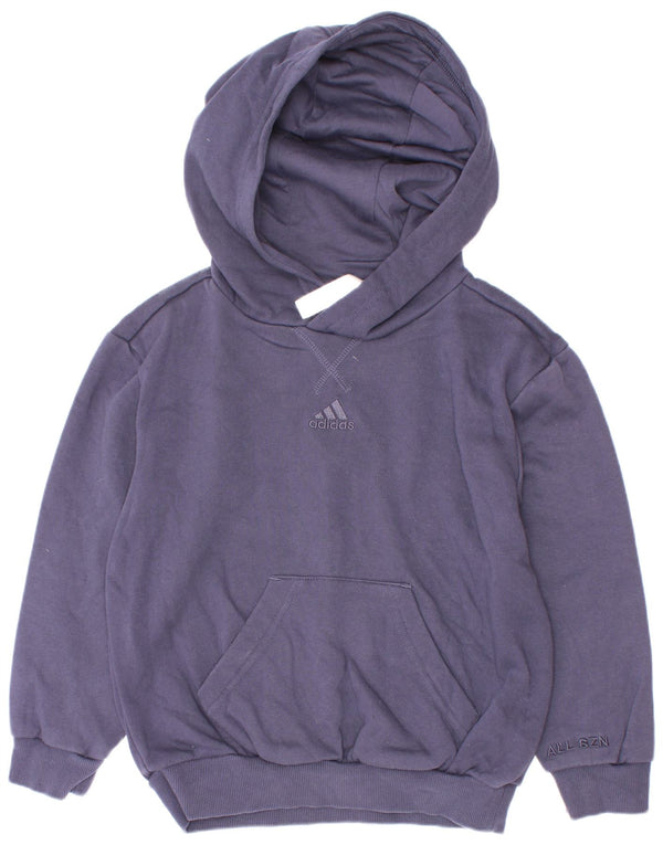 Felpa con cappuccio da ragazzo Adidas 6-7 anni in cotone blu navy