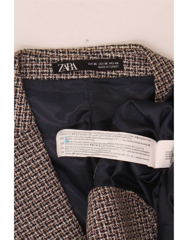 Giacca blazer a 2 bottoni da uomo Zara EU 46 piccolo cotone geometrico marrone