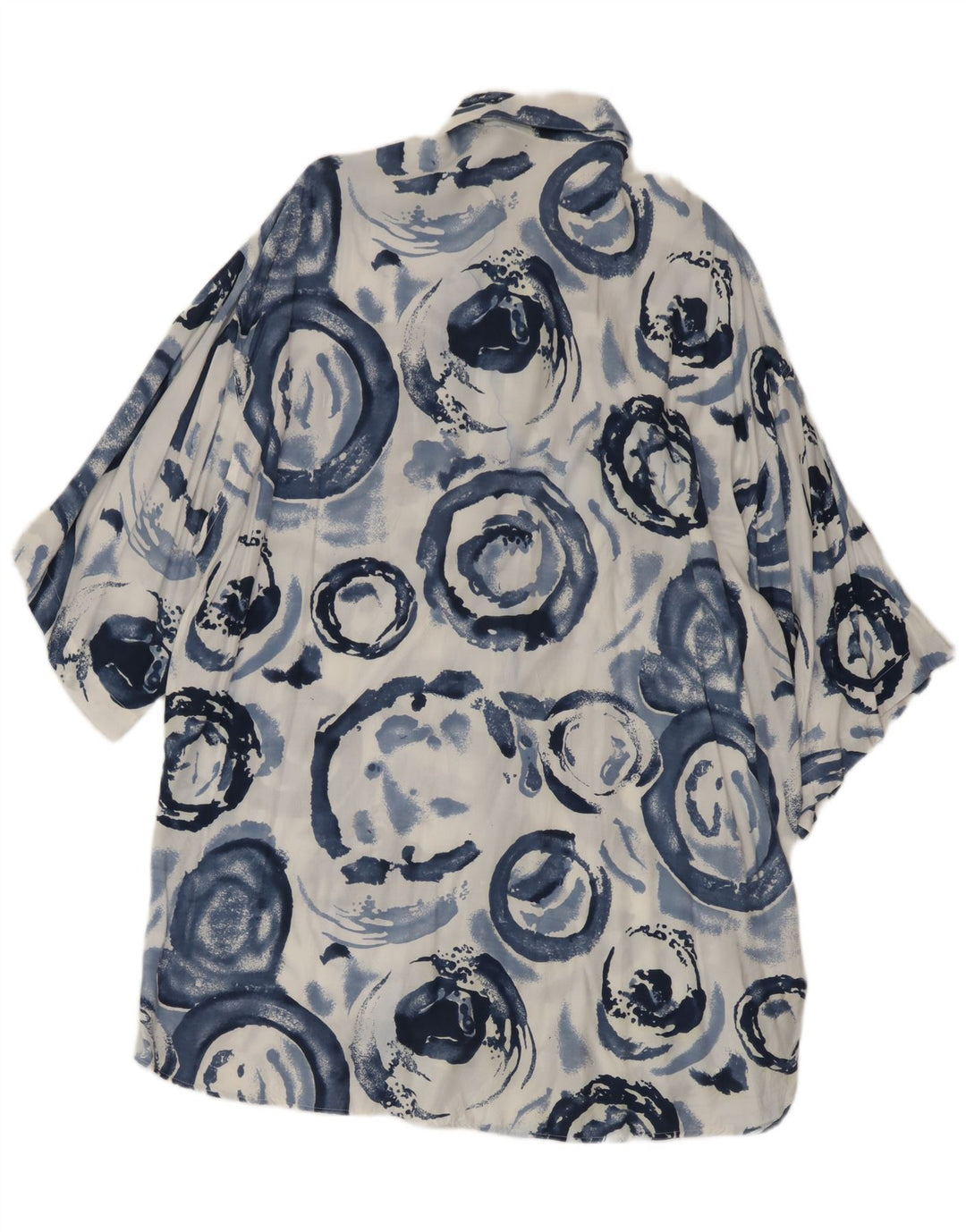 Camicia vintage da uomo a maniche corte XL in viscosa geometrica blu