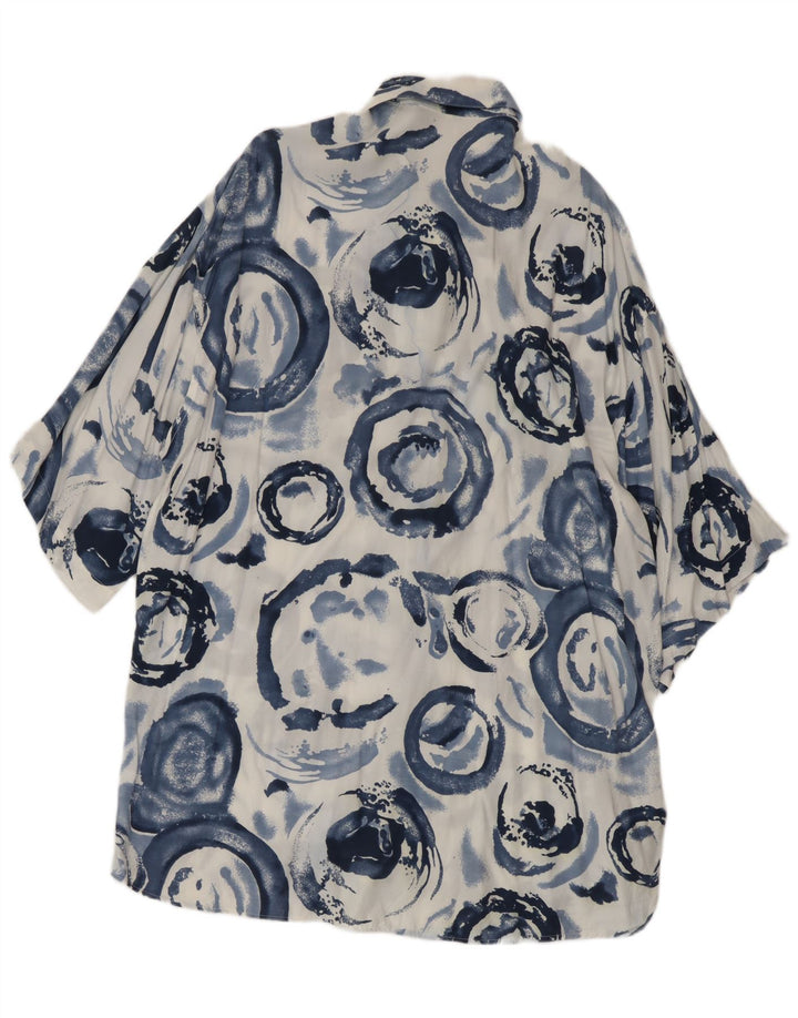 Camicia vintage da uomo a maniche corte XL in viscosa geometrica blu