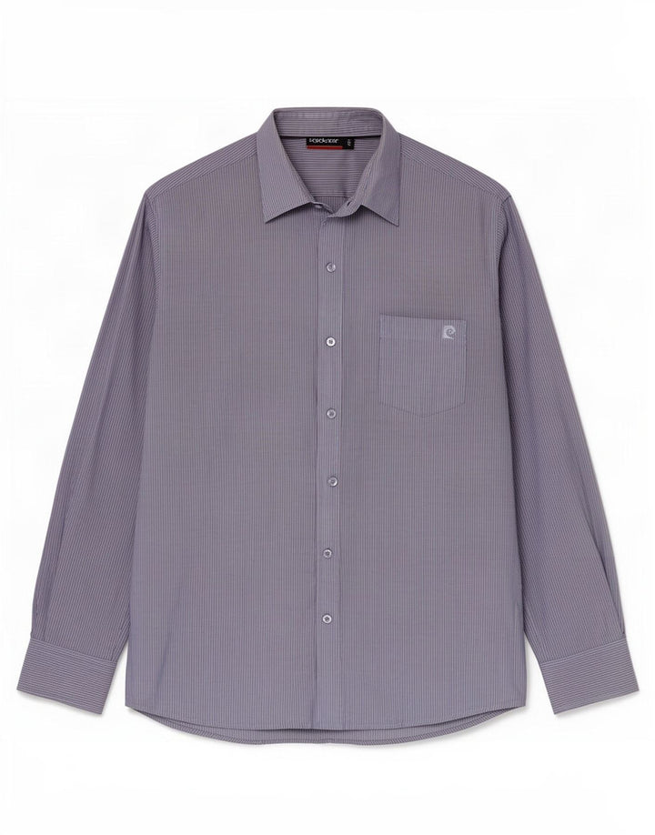 Camicia da uomo Pierre Cardin grande poliestere gessato blu