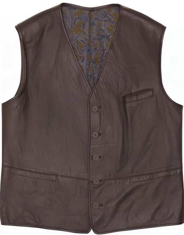 Gilet in pelle da uomo vintage UK 42 XL nero
