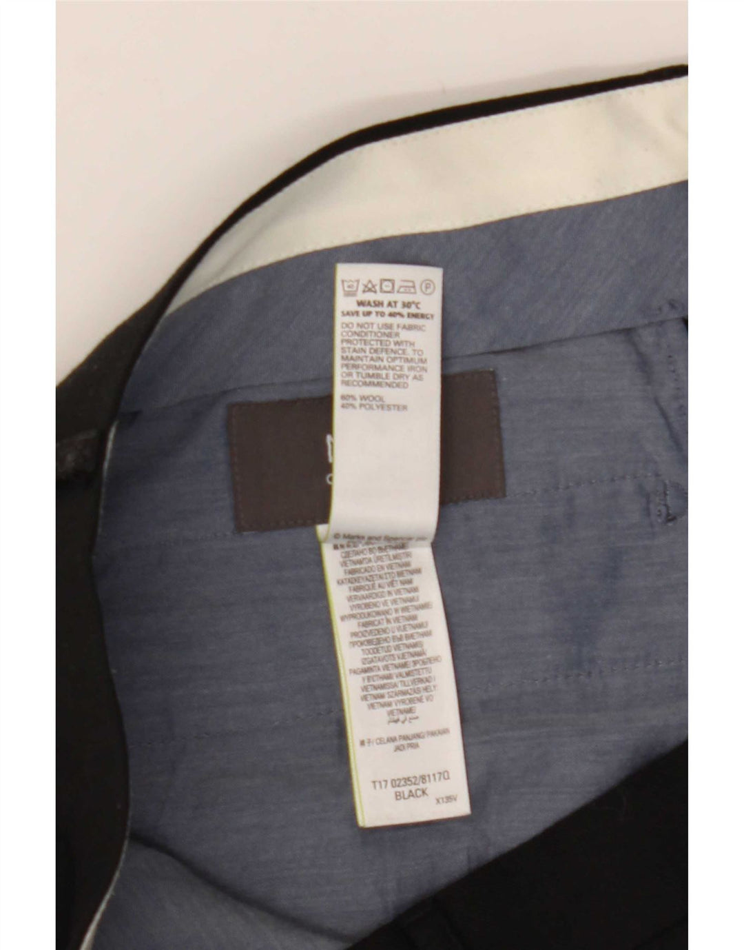 Pantaloni casual regolari da uomo Marks & Spencer W36 L31 lana nera