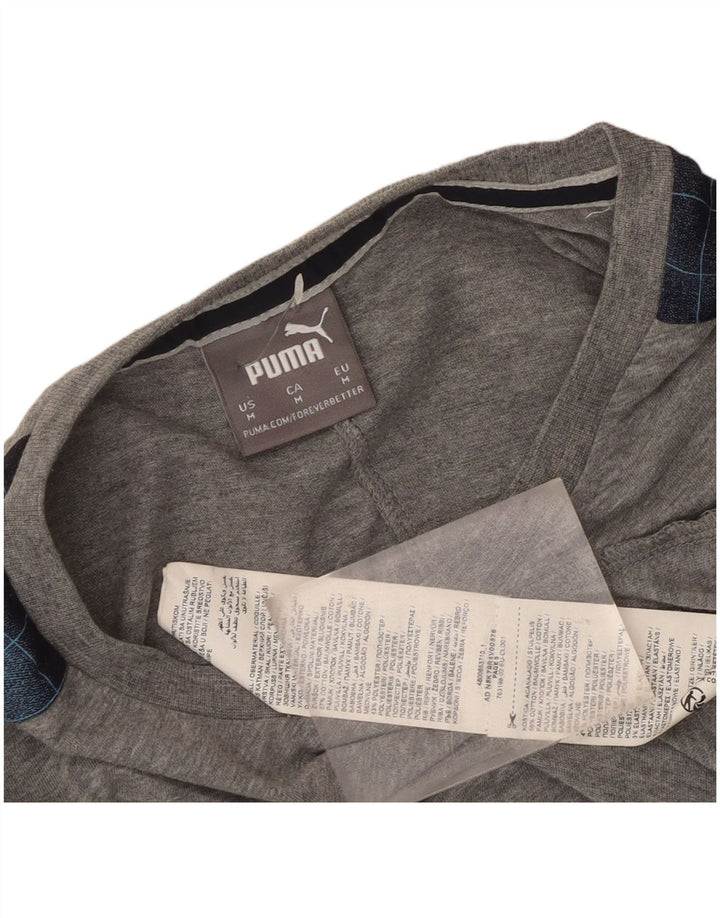 T-shirt da uomo Puma Top in cotone color block grigio medio