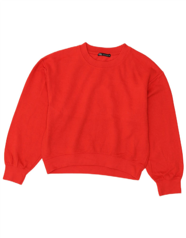 Felpa corta da donna Zara UK 14 poliestere rosso medio