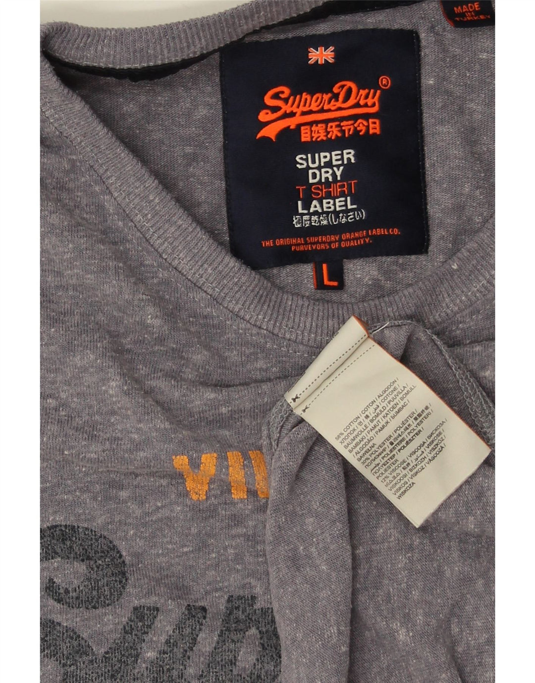T-shirt grafica da uomo SUPERDRY Top grande in cotone chiazzato grigio