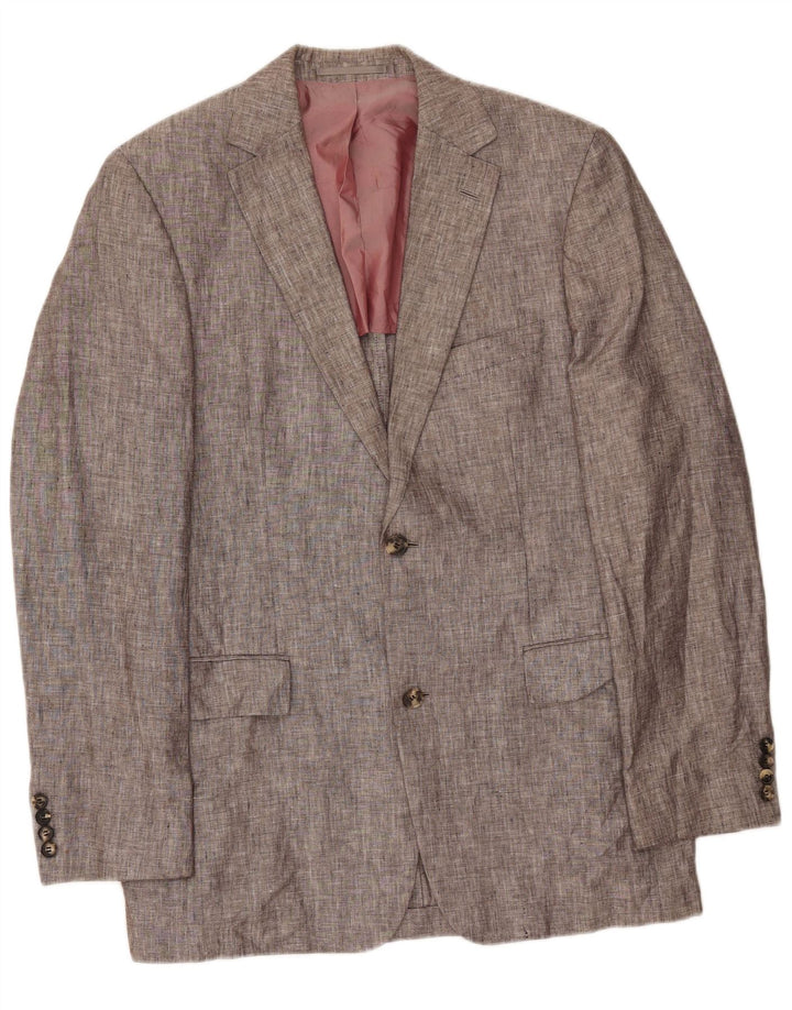 SOLBIATI Mens 2 Button Blazer Jacket UK 38 Medium Grey Flecked Linen